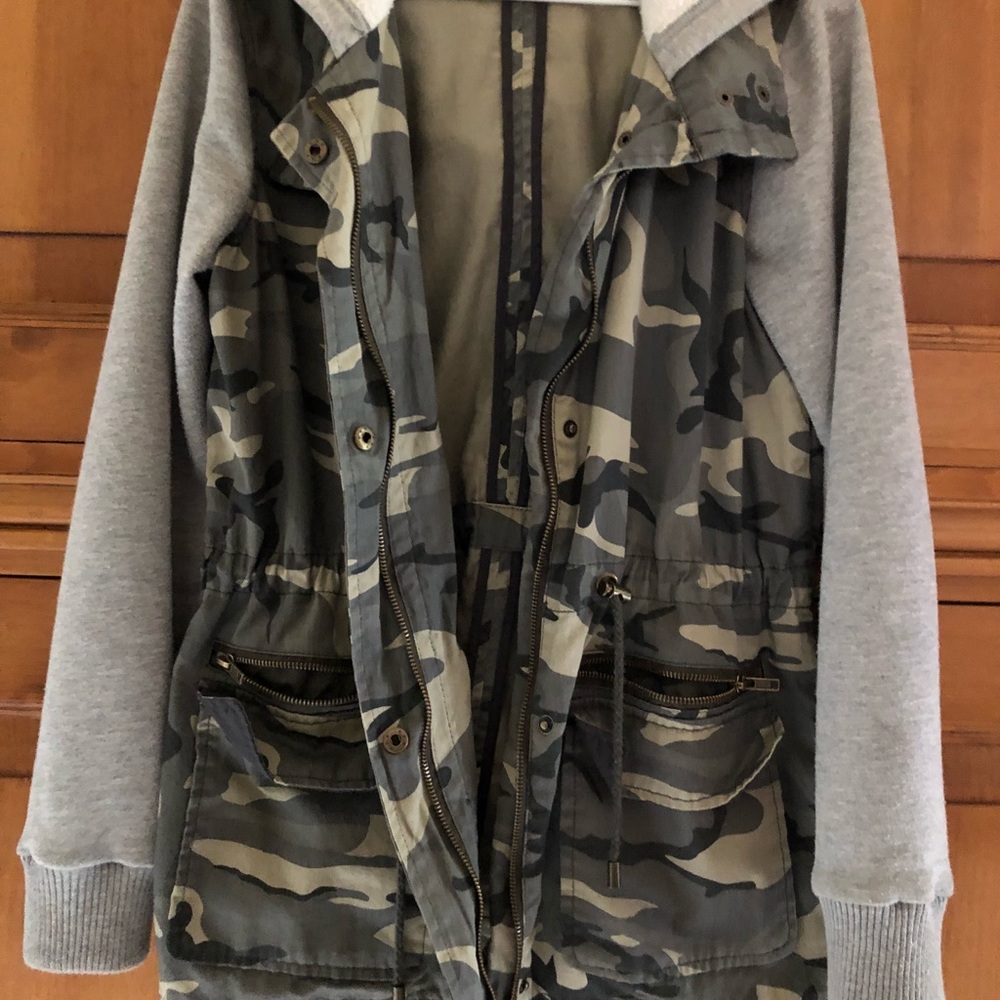 Camo utility cargo jacket